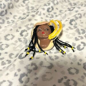 Black Woman with Braids Brooch